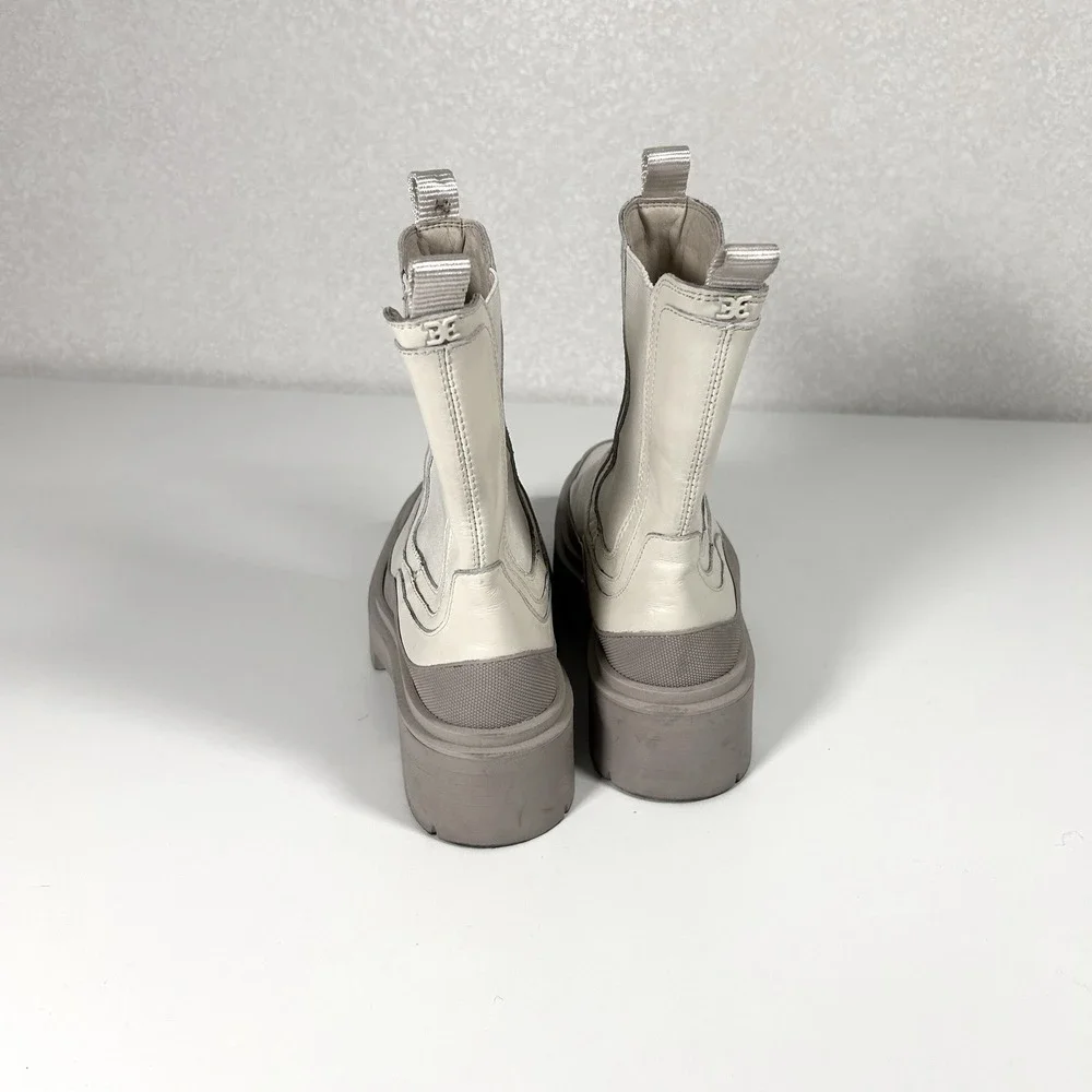 Sam Edelman Lulia Boots Women's US 7 Ivory cream Leather lugsole Chelsea - Picture 4 of 7